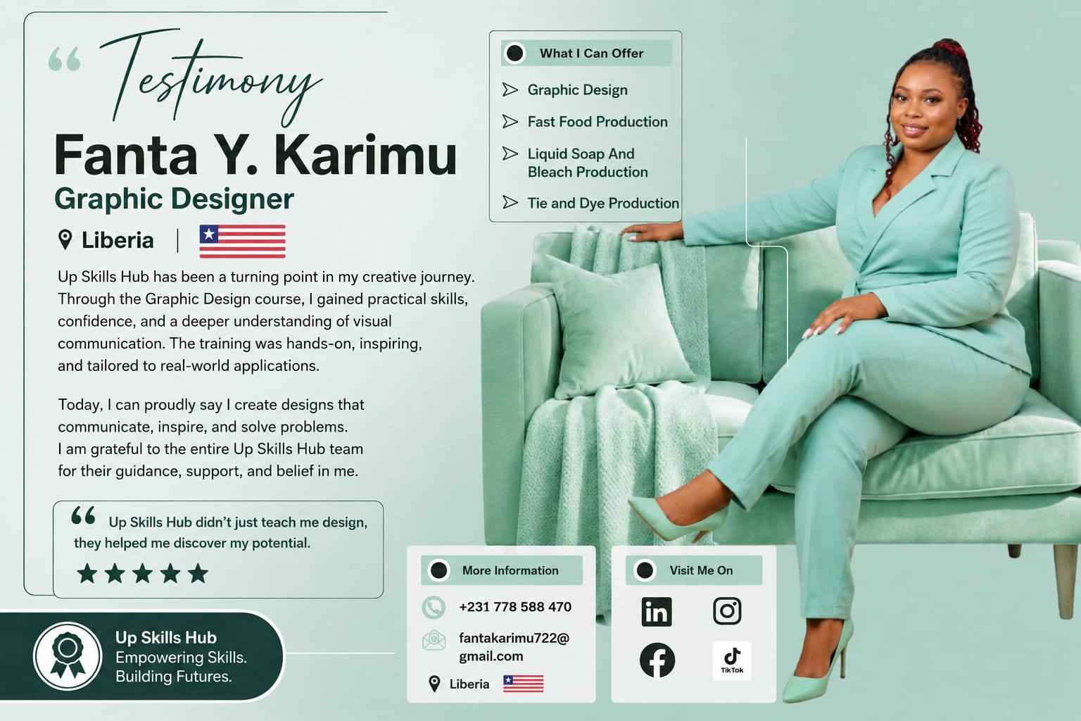 Testimony poster — Diane K., Digital Marketing Student